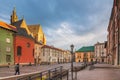 Market square with a church and historic tenement houses