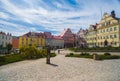 Market square in Duszniki-Zdroj resort with a stone pillory Royalty Free Stock Photo