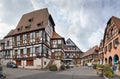 Market Square in Dambach-la-Ville, Alsace, France Royalty Free Stock Photo