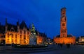 Belfry Tower by Night - Bruges, Belgium Royalty Free Stock Photo