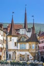 Market square in Neuchatel, Switzerland Royalty Free Stock Photo