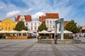 Market square with old tenement houses in Chelmno Royalty Free Stock Photo