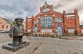 Market Square with Policeman statue Toripolliisi in Oulu Royalty Free Stock Photo