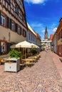 Market square with town hall and town hall tower, Ettlingen, Germany, Black Forest, Baden-Wuerttemberg, Germany, Europe. Downtown