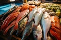 Market stall brims with diverse fish, a seafood lovers paradise