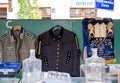 Market stall catering to tourists, selling Judaica and vintage items of Jewish interest, in Plac Nowy, Kazimierz, Krakow Poland