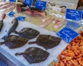 A market stall in Nice with fish and other seafood Royalty Free Stock Photo