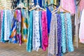 Market Stall Selling Fashionable Colourful Womens Clothing