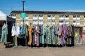 Market Stall Selling Fashionable Womens Dresses On A Clothes Hanging Rail Royalty Free Stock Photo