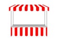 Market stall of table and tent roof, vector illustration. Portable outdoor kiosk with canopy, template