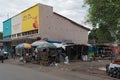 Market stalls and sellers in Livingstone, Zambia