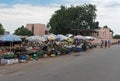 Market stalls and sellers in Livingstone, Zambia
