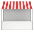 Market stand kiosk stall with striped awning for promotion sale