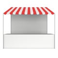 Market stand kiosk stall with striped awning for promotion sale