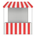 Market stand kiosk stall with striped awning for promotion sale