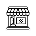 Black line icon for Market Store, market and store