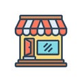 Color illustration icon for market store, grocery and shop