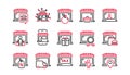 Market store line icons. Online Marketplace, Network Marketing, Wholesale Shop. Vector