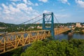 Market Street Suspension Bridge - Ohio River - West Virginia and Steubenville, Ohio