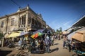 market street with french colonial architecture in chhlong cambodia