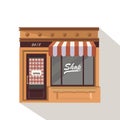 Market street store building facade small shop front shopping design detailed illustration Vector Royalty Free Stock Photo