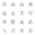 Market structure line icons collection. Oligopoly, Monopoly, Perfect competition, Cartel, Barrier, Non-price competition