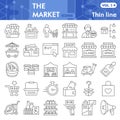 Market thin line icon set, store and shop symbols collection or sketches. Shopping linear style signs for web and app Royalty Free Stock Photo