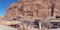 Market for tourists in Petra, a city of pink stone carved on the cliff of Mount Or Nabataeans