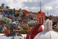 Market tower and church domes in Guanajuato