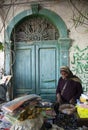 A market trader in a market in the medina, Tripoli Libya.