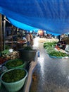 Market traditional Riau Indonesia when raining