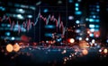 Market Trends and Data Visualization in a Modern City Environment at Night Royalty Free Stock Photo