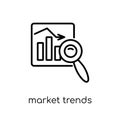 market trends icon. Trendy modern flat linear vector market trends icon on white background from thin line Cryptocurrency economy Royalty Free Stock Photo