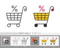 Market trolley percent clearance sale linear icon Royalty Free Stock Photo