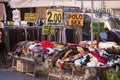 Market used clothes in Piazza Campo de Fiori in Rome (Italy). Royalty Free Stock Photo
