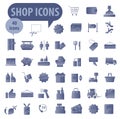 Market vector graphics. Icons used in supermarkets in a light blue gradient