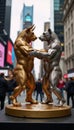 Market Volatility as represented by the Gold Bull Bear Dynamic Royalty Free Stock Photo