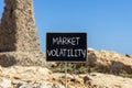 Market volatility symbol. Concept words Market volatility on beautiful black chalk blackboard. Chalkboard. Beautiful stone blue Royalty Free Stock Photo