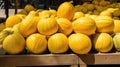 market yellow seedless watermelon Royalty Free Stock Photo