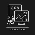 Marketable securities white linear icon for dark theme Royalty Free Stock Photo