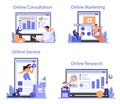 Marketer online service or platform set. Advertising and marketing concept.
