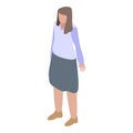 Marketer woman icon, isometric style