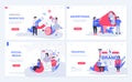 Marketing and advertising web concept for landing page in flat design. Social media promotion, branding and business identity, e- Royalty Free Stock Photo