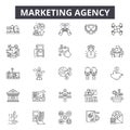 Marketing agency line icons, signs, vector set, linear concept, outline illustration