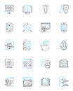 Marketing automation linear icons set. Efficiency, Personalization, Segmentation, Analytics, Implementation, Integration