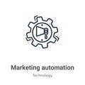 Marketing automation outline vector icon. Thin line black marketing automation icon, flat vector simple element illustration from Royalty Free Stock Photo