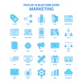 Marketing Blue Tone Icon Pack - 25 Icon Sets Royalty Free Stock Photo