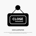 Marketing, Board, Sign, Close solid Glyph Icon vector Royalty Free Stock Photo