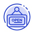 Marketing, Board, Sign, Open Blue Dotted Line Line Icon