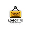 Marketing, Board, Sign, Open Business Logo Template. Flat Color